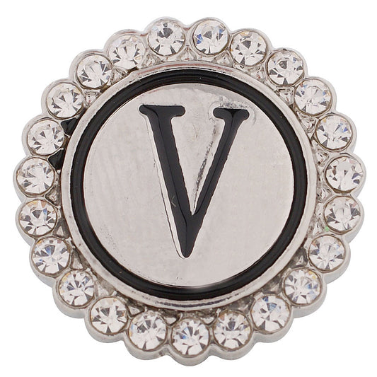 44021 - Snap - 20mm - Letter "V" - Rhinestones