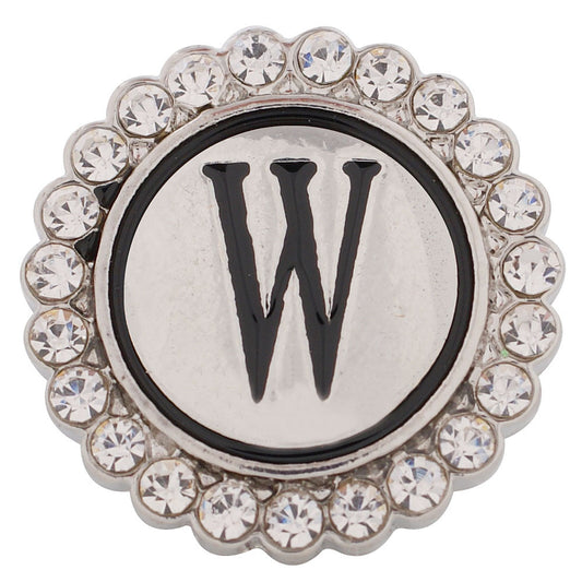 44022 - Snap - 20mm - Letter "W" - Rhinestones