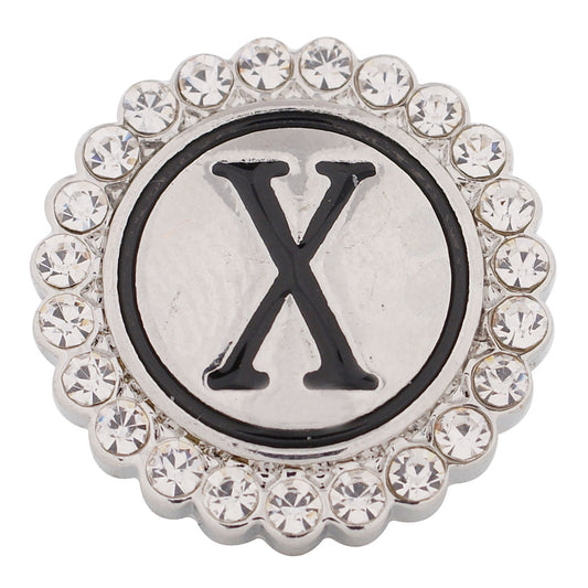 44023 - Snap - 20mm - Letter "X" - Rhinestones