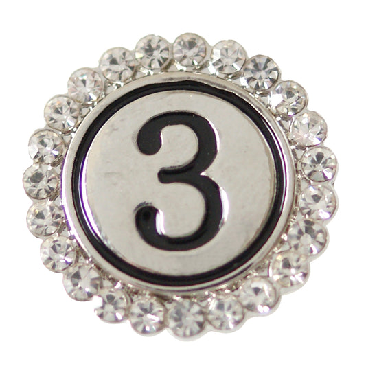 47003 - Snap - 20mm - Number "3" - Rhinestones