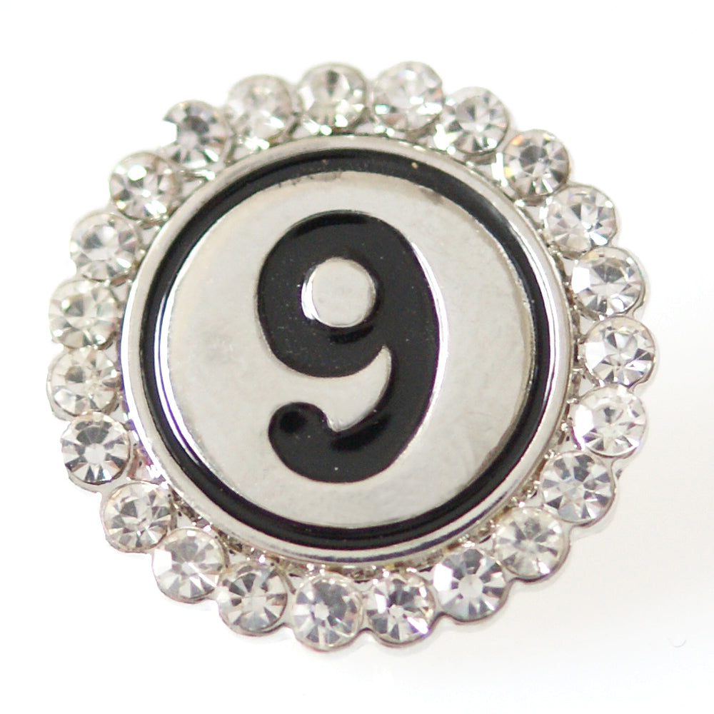 47009 - Snap - 20mm - Number "9" - Rhinestones