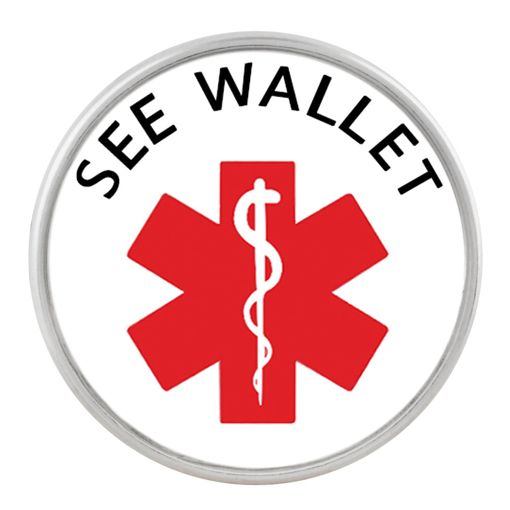 50001 - Snap - 20mm - Medic Alert - "See Wallet"