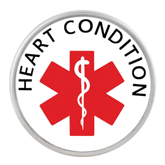 50013 - Snap - 20mm - Medic Alert - "Heart Condition"