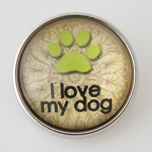 51000 - Snap - 20mm - "I love my dog" with Paw Print