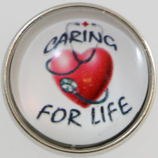 53003 - Snap - 20mm - Heart and Stethoscope - "Caring For Life"