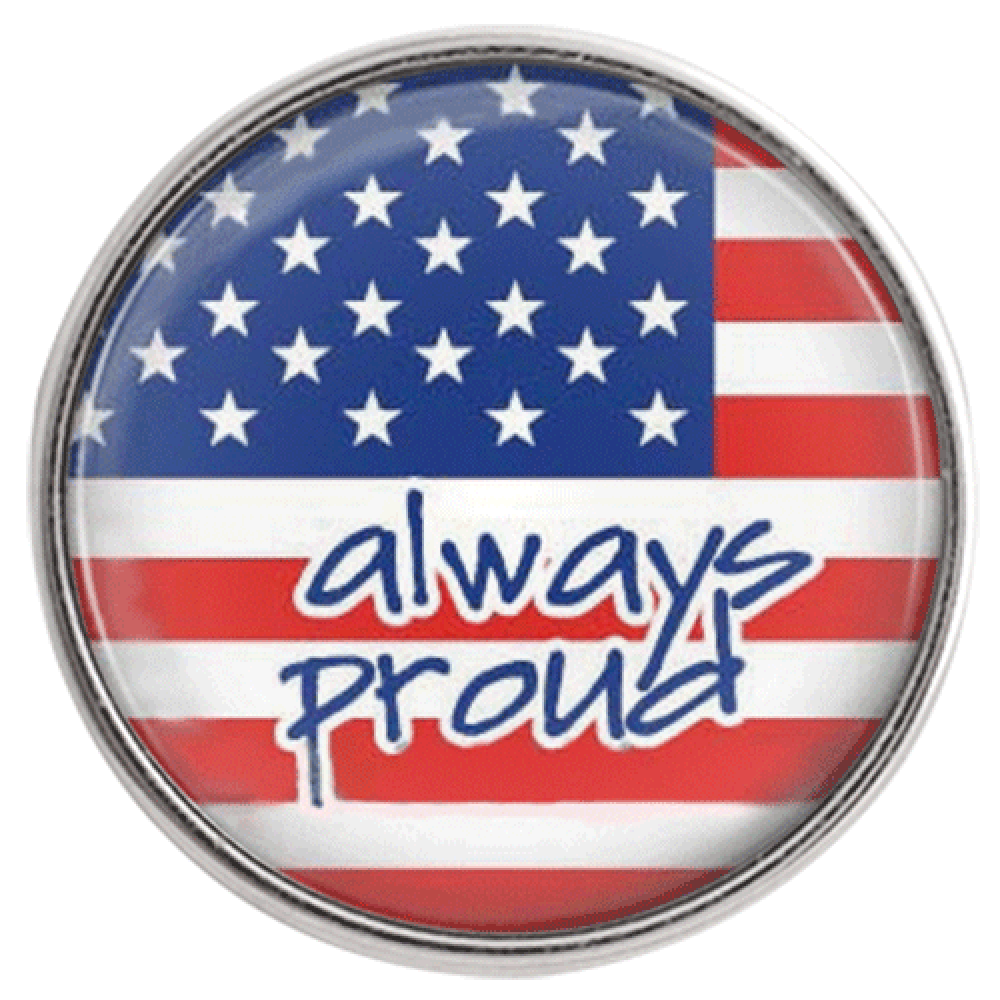 54006 - Snap - 20mm - USA Flag - "Always Proud"