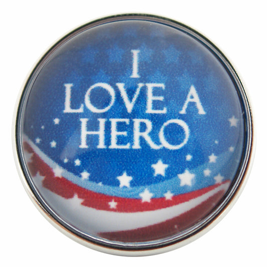 54010 - Snap - 20mm - Stars and Stripes - "I LOVE A HERO"