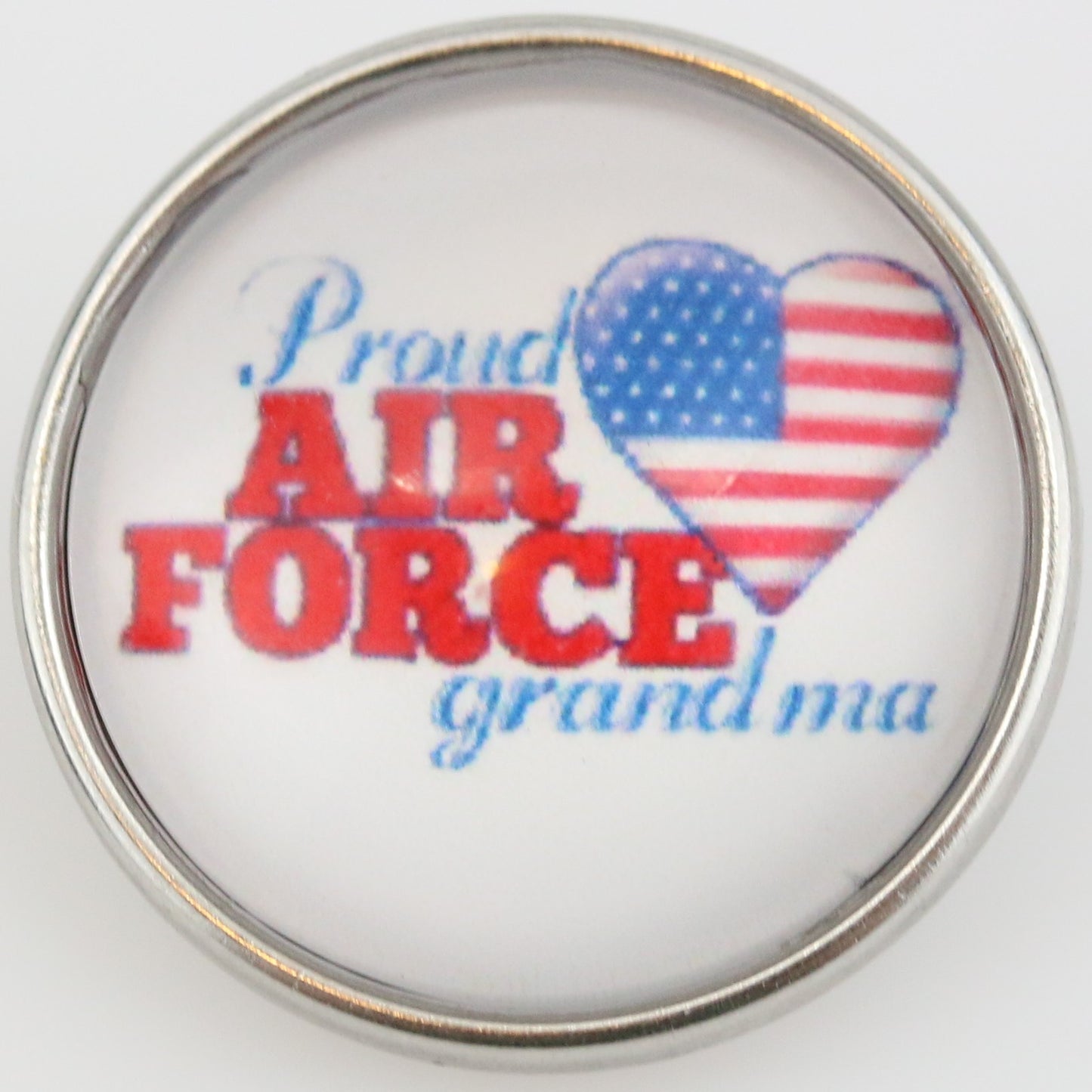 54064 - Snap - 20mm - Proud AIR FORCE grandma - Flag Heart