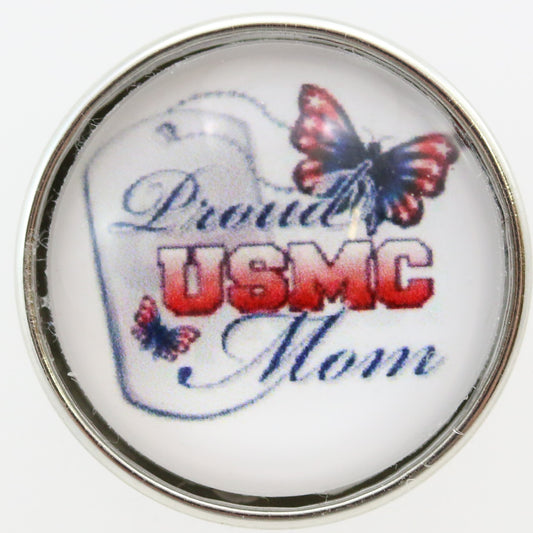 54073 - Snap - 20mm - Proud USMC Mom - with Butterfly