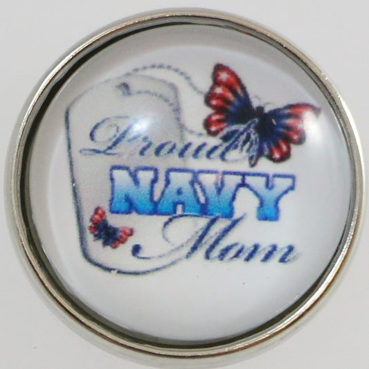 54082 - Snap - 20mm - Proud NAVY Mom - Butterfly