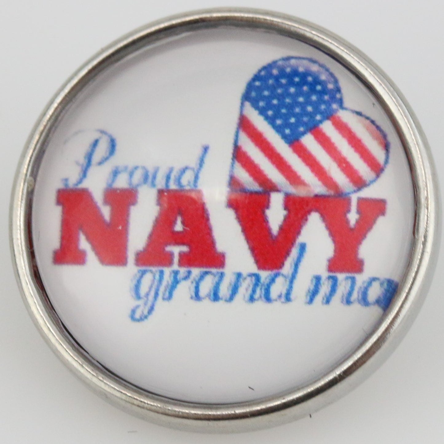 54083 - Snap - 20mm - Proud NAVY grandma - Flag Heart