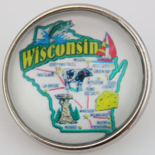 55048 - Snap - 20mm - US State - Wisconsin