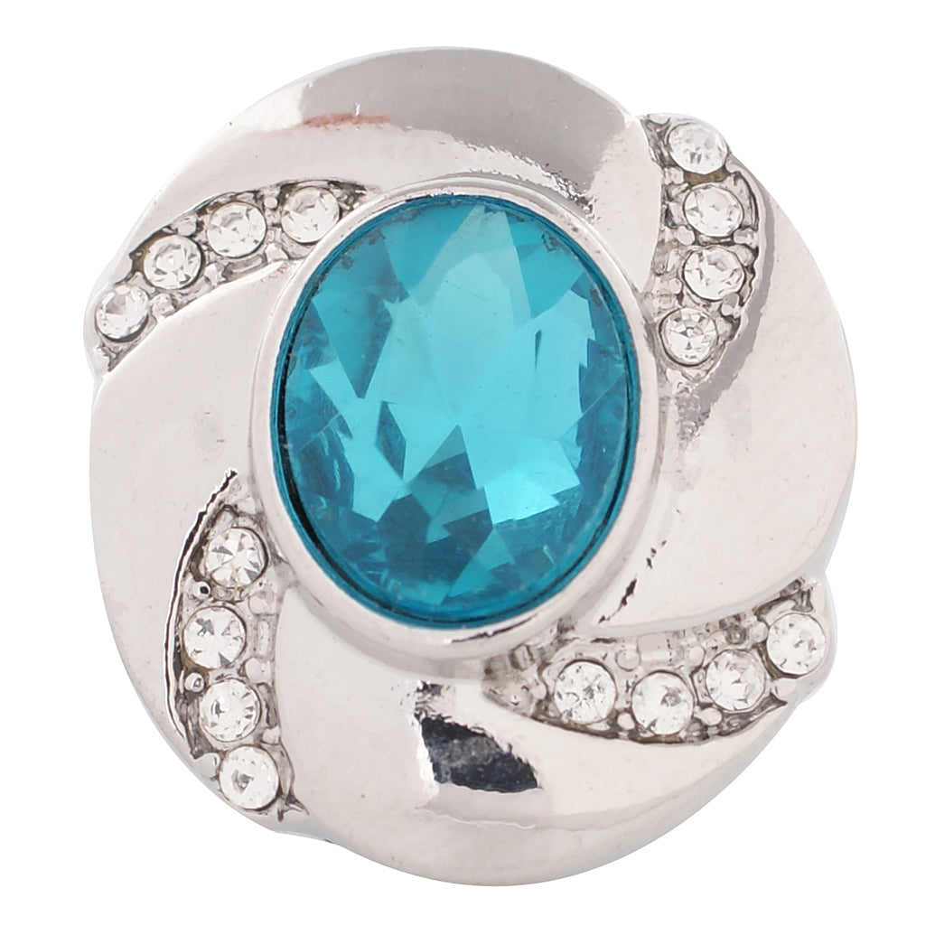 57002 - Snap - 20mm - Birthstone - March - Aquamarine Stone