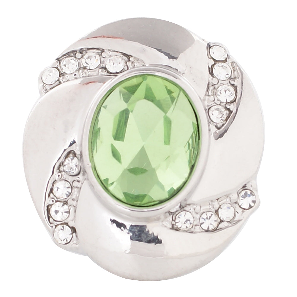 57007 - Snap - 20mm - Birthstone - August - Light Green Stone