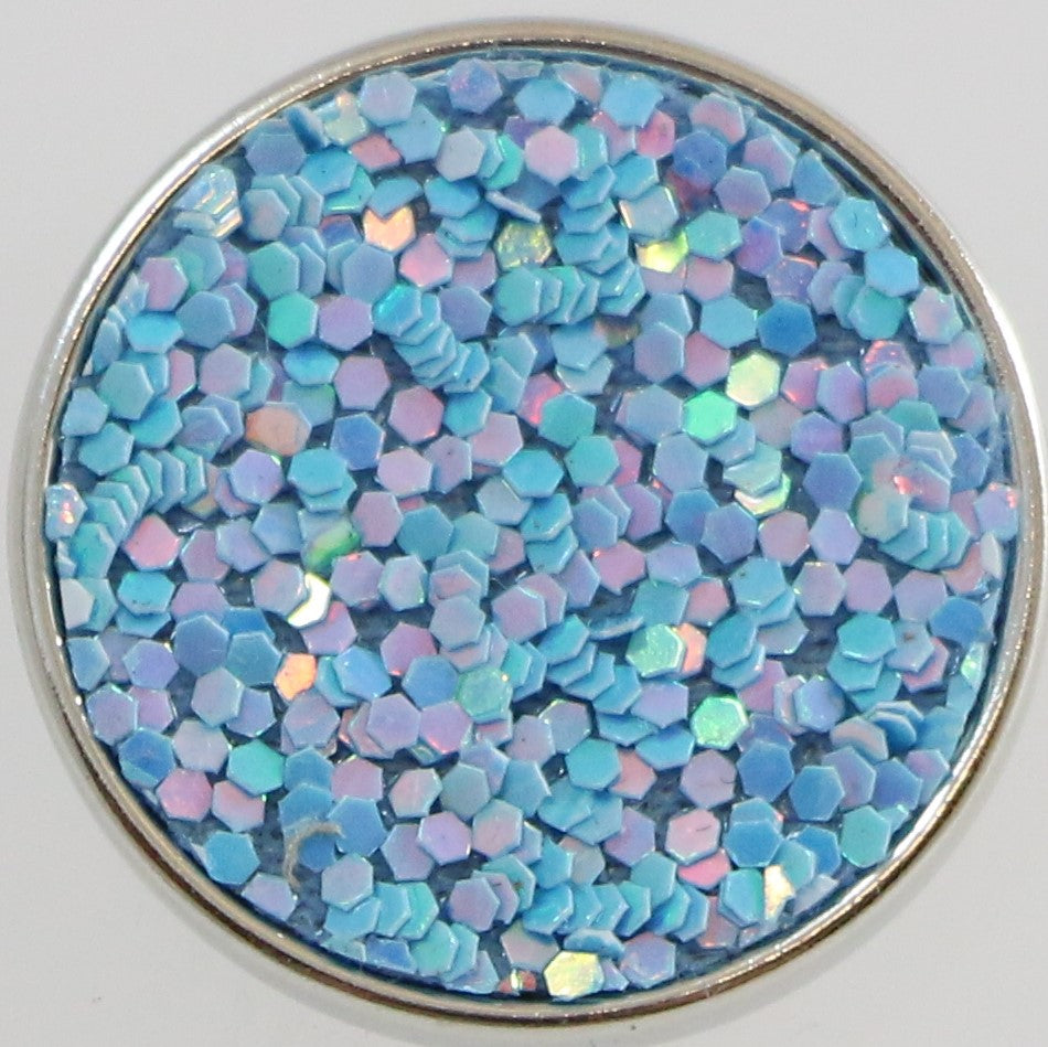 58006 - Snap - 20mm - Light Blue Sparkly Disc