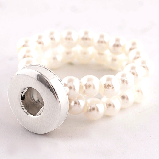 64002 - Snap Jewelry - 12mm - Ring - Pearls (Elastic) - 1 Snap