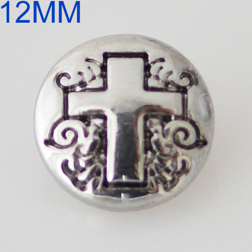 80001 - Snap - 12mm - Silver Cross - Round