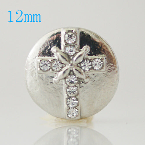 80002 - Snap - 12mm - Silver Cross with Rhinestones