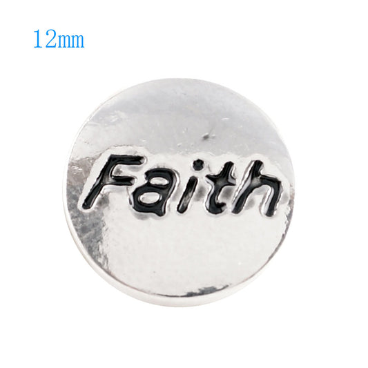 80009 - Snap - 12mm - Silver Round - Faith