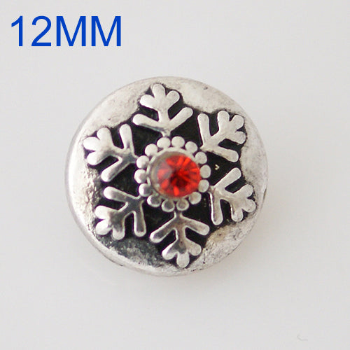 81026 - Snap - 12mm - Snowflake with Red Stone