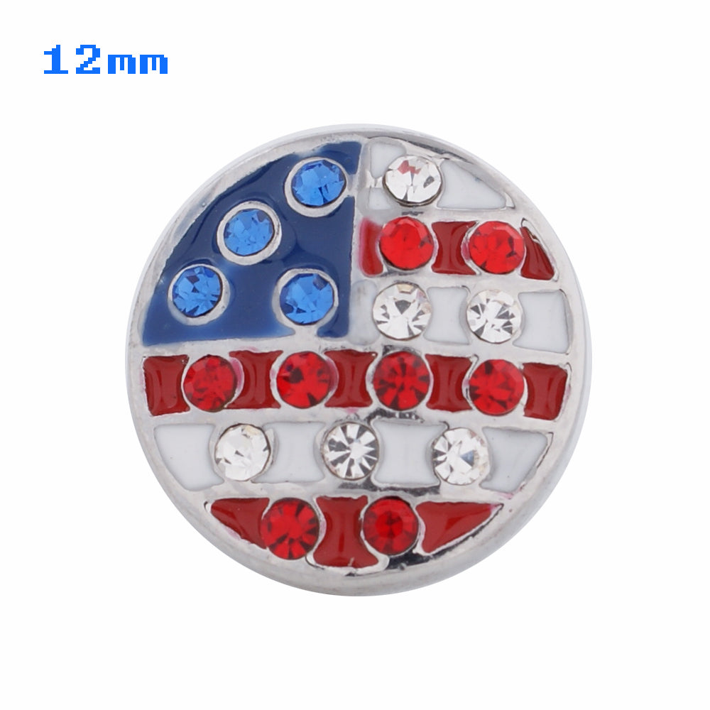 83000 - Snap - 12mm - Rhinestone Flag