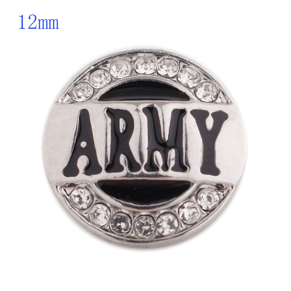 83002 - Snap - 12mm - ARMY - Rhinestones