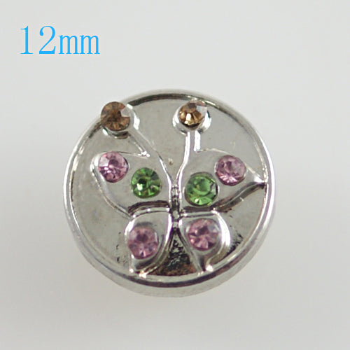 84003 - Snap - 12mm - Silver with Rhinestone Butterfly