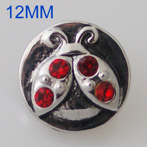84010 - Snap - 12mm - Silver Ladybug with Red Rhinestones