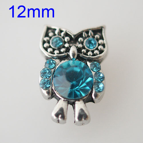 84011 - Snap - 12mm - Owl - Blue Crystals