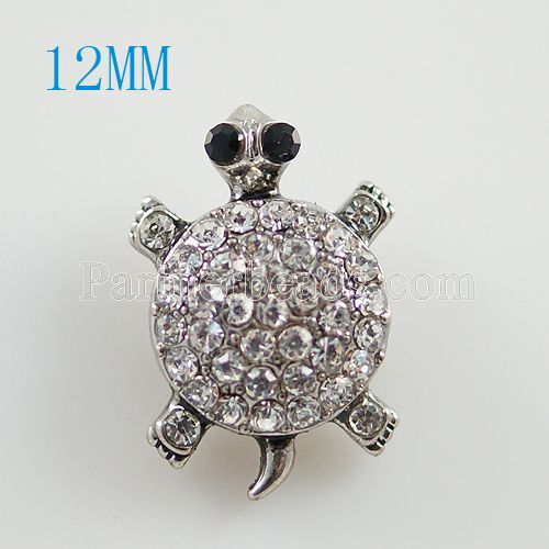 84013 - Snap - 12mm - Silver Turtle - Clear Crystals