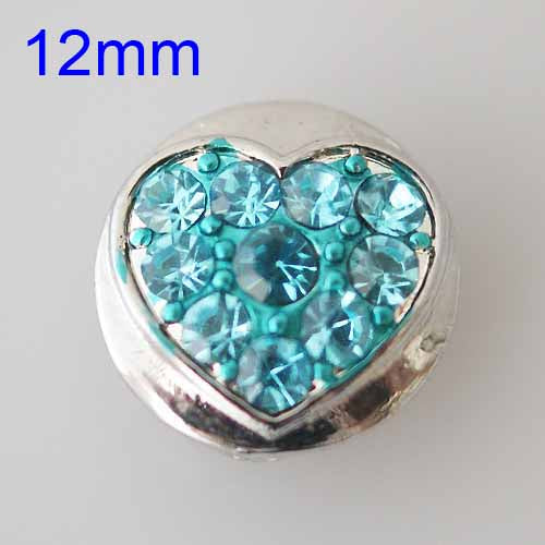 86001 - Snap - 12mm - Heart - Light Teal Crystals