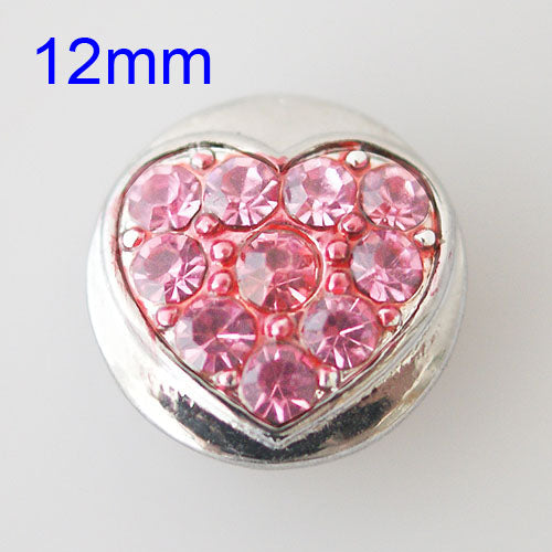 86002 - Snap - 12mm - Heart - Pink Crystals