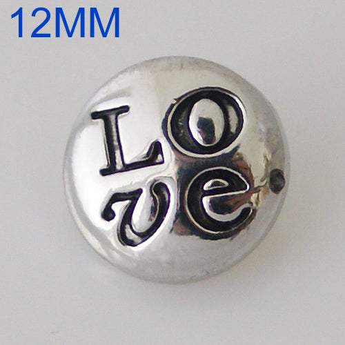 86005 - Snap - 12mm - Round Silver - "LOVE"
