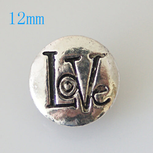 86007 - Snap - 12mm - Round Silver - "Love"