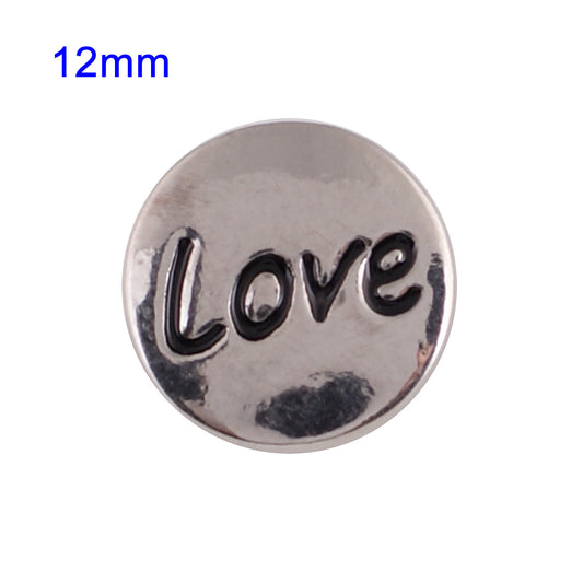 86008 - Snap - 12mm - Round Silver - "Love"