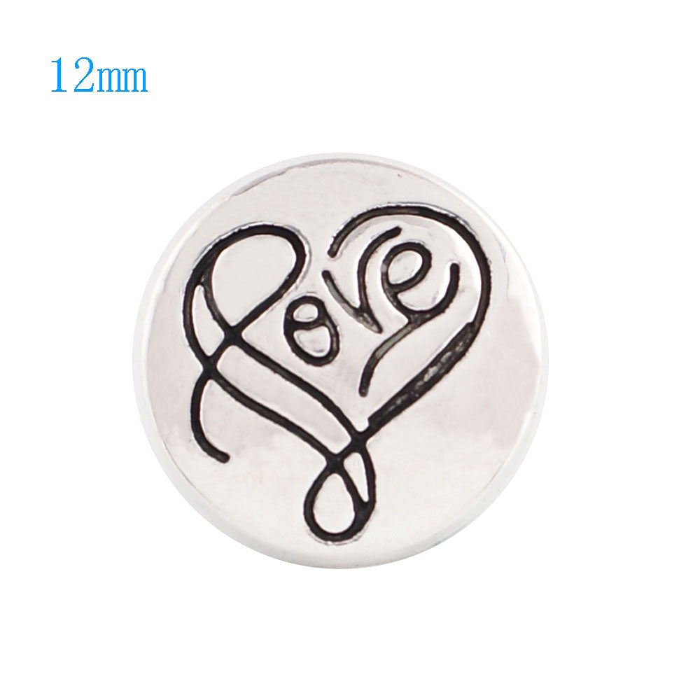 86009 - Snap - 12mm - Round Silver - Script "Love"