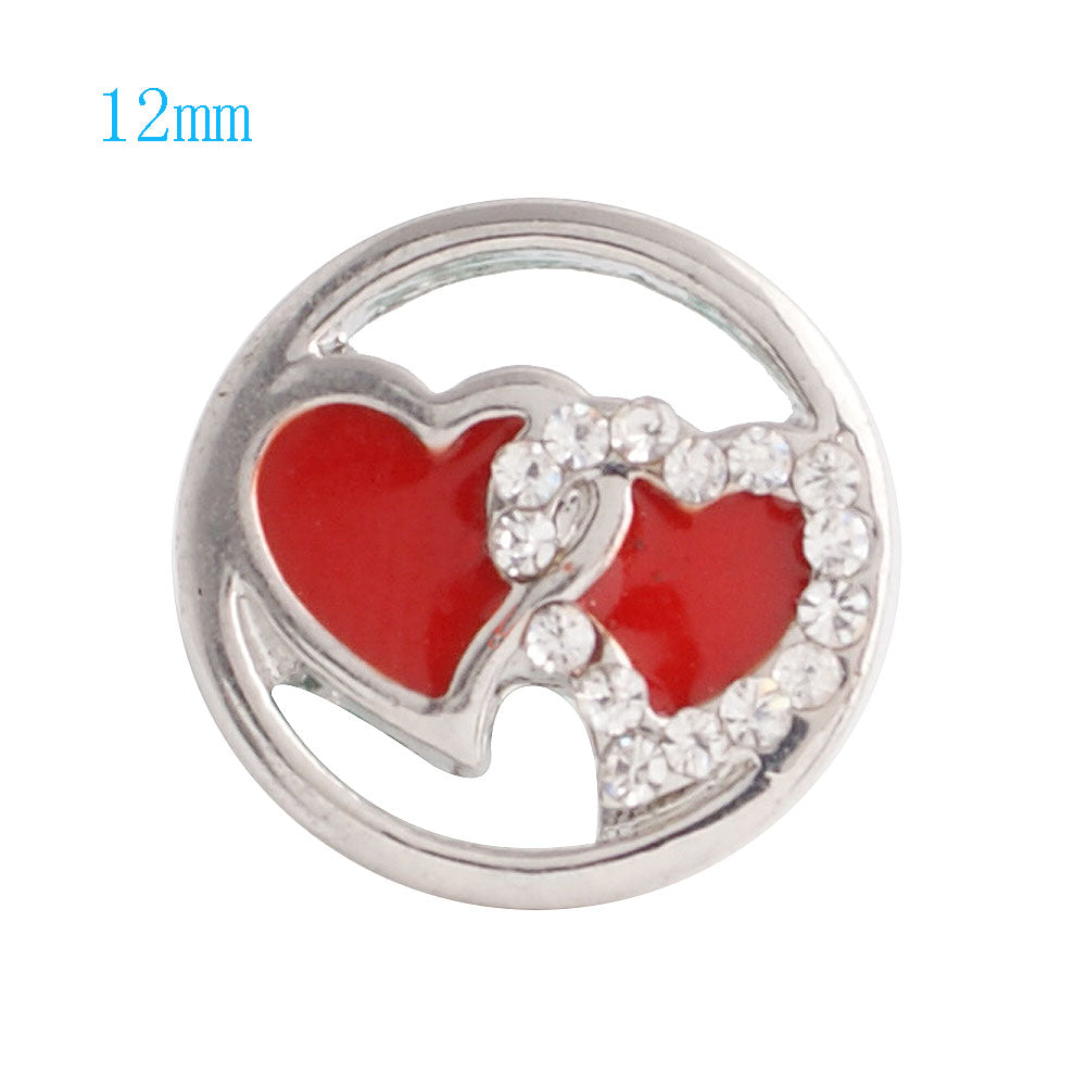 86010 - Snap - 12mm - Two Red Hearts