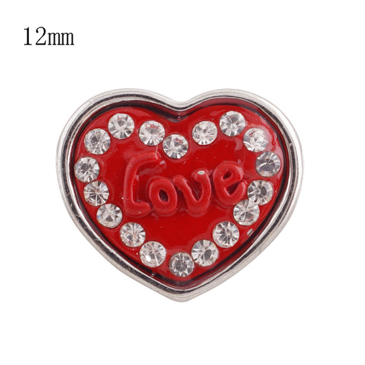 86013 - Snap - 12mm - Red Heart with Rhinestones