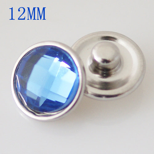 87003 - Snap - 12mm - Light Blue Faceted Stone