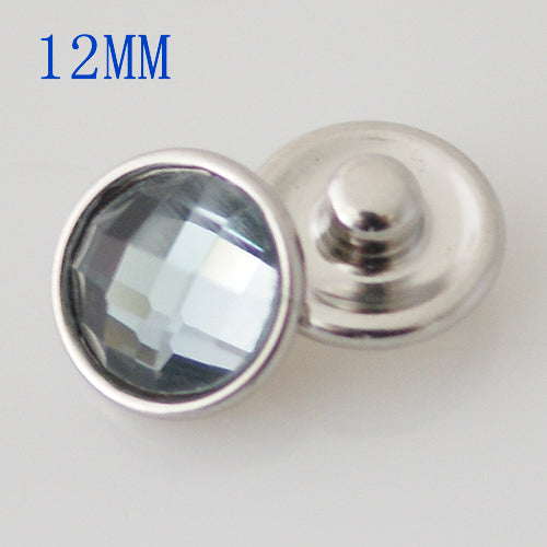 87007 - Snap - 12mm - Light Blue/Gray Faceted Stone