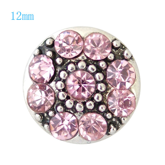 87022 - Snap - 12mm - Antique Silver with Pink Rhinestones