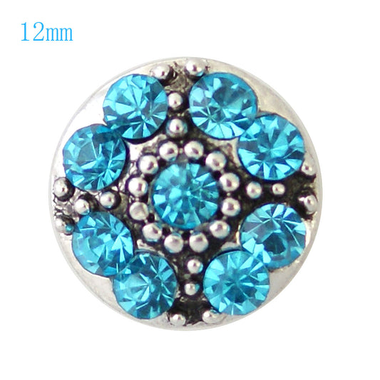 87024 - Snap - 12mm - Antique Silver with Blue Rhinestones