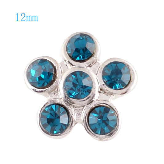 87026 - Snap - 12mm - Teal Rhinestone Flower