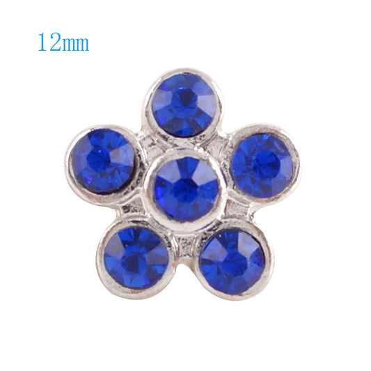 87028 - Snap - 12mm - Blue Rhinestone Flower