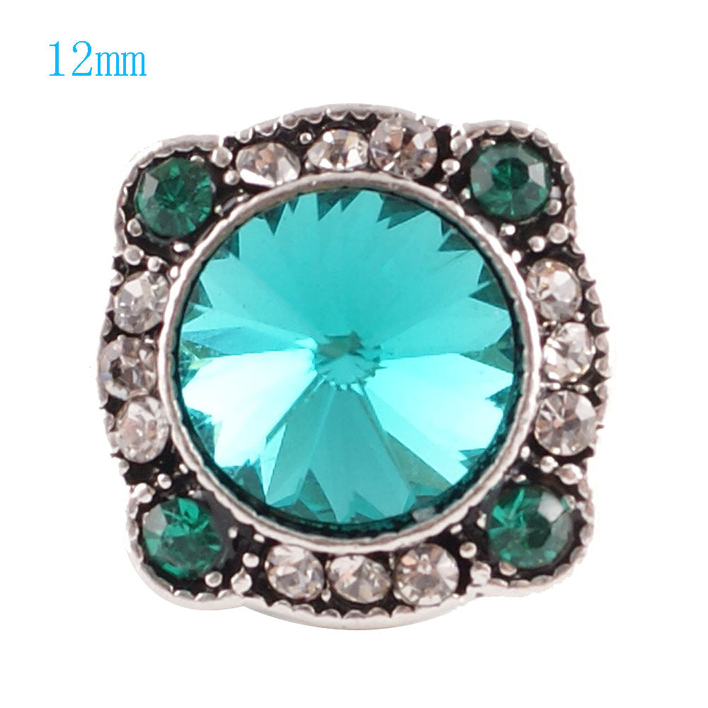 87031 - Snap - 12mm - Teal Rhinestone