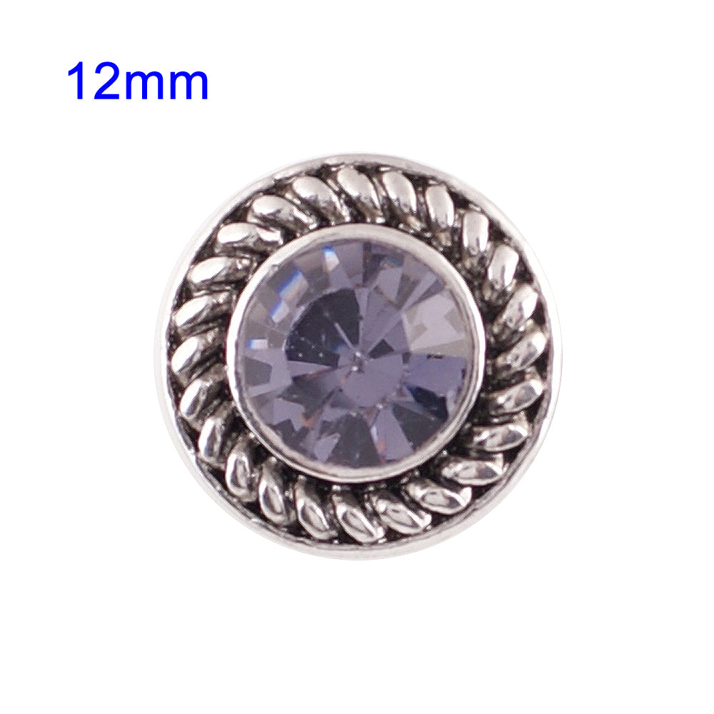 87033 - Snap - 12mm - Purple Rhinestone with Rope Edge