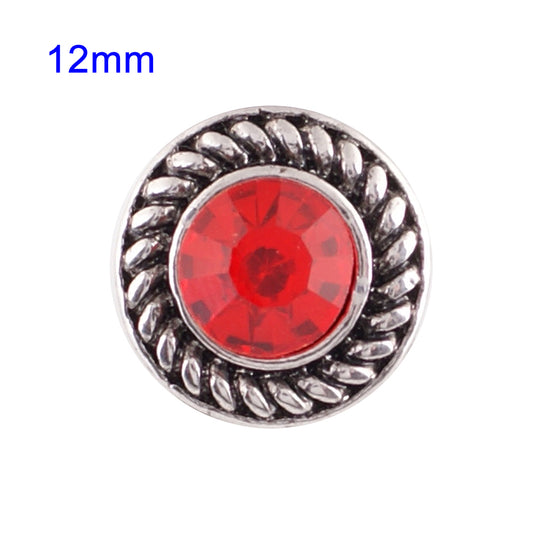 87034 - Snap - 12mm - Red Rhinestone with Rope Edge
