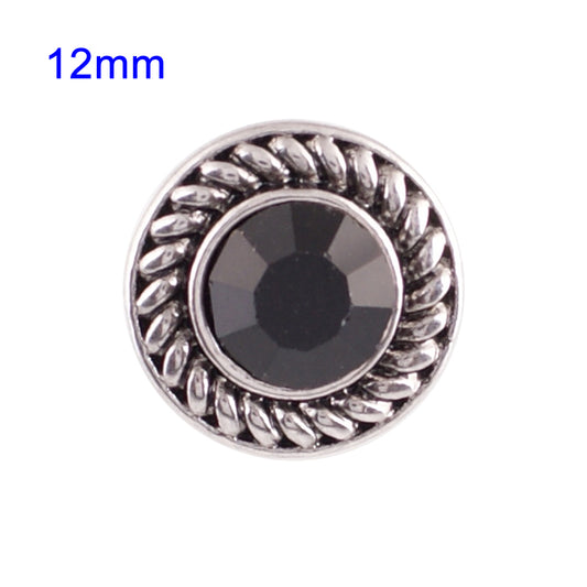 87036 - Snap - 12mm - Black Rhinestone with Rope Edge