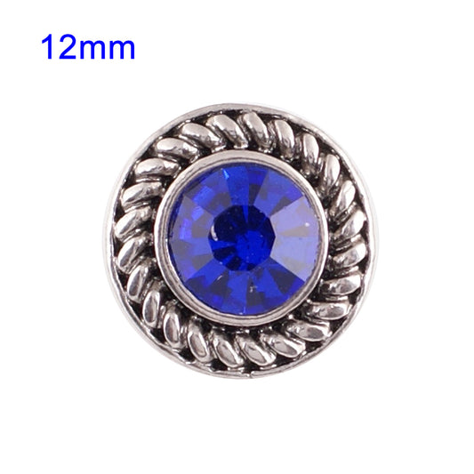 87037 - Snap - 12mm - Blue Rhinestone with Rope Edge