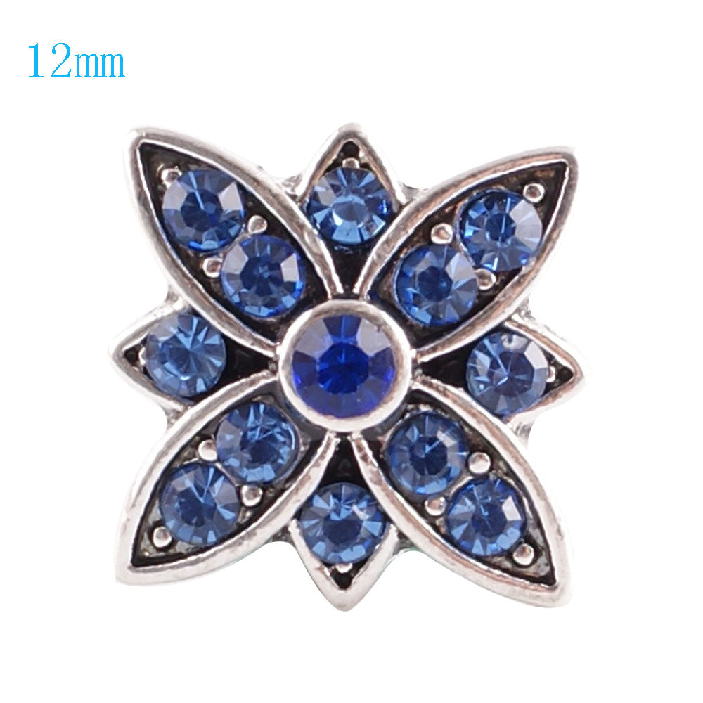 87041 - Snap - 12mm - Blue Rhinestone Flower